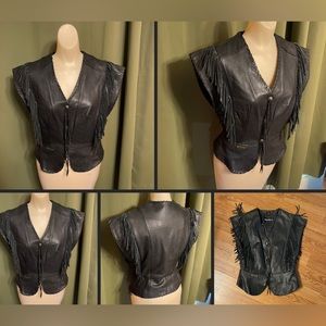 Vintage 1970s Harley Davidson Leather Fringe Vest Vintage Harley Davidson Vest